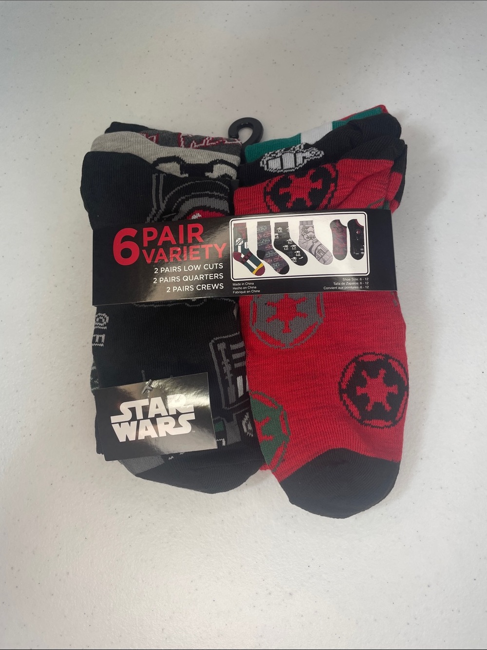 Disney Men's 6-Pair Variety Socks - Black, Red, Green